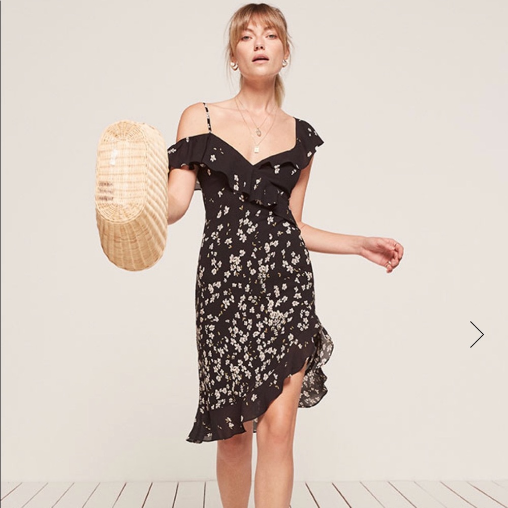 Reformation Adora dress black floral